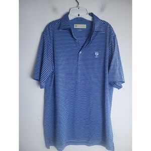 Donald Ross Men Blue Black Pinstrip UPF 50 Protection Sports Polo Shirt Medium